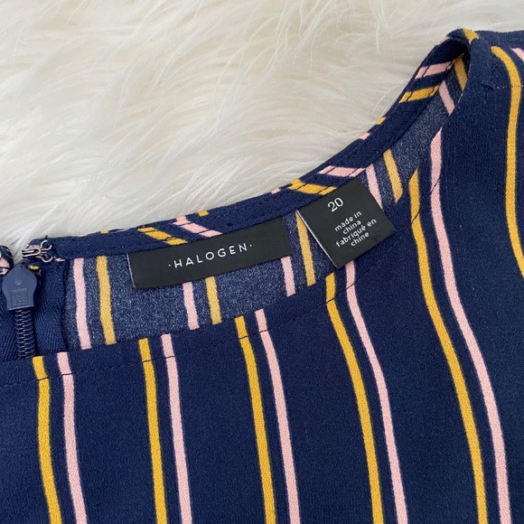 Halogen Navy Blue Yellow Striped Short Sleeve Slim Leg Jumpsuit Nordstrom - Picture 7 of 9